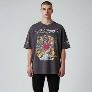 Vintage Y2K Ed Hardy T-Shirt | Skull Geisha Rising Sun Tattoo Art